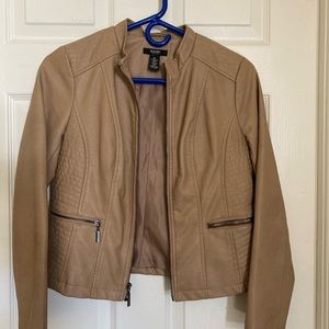 Alfani faux tan leather jacket petite petite size